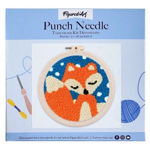 Kit Punch Needle - FIGURED'ART - Petit Renard - 20x20cm - Inclus : cadre, fils, aiguille