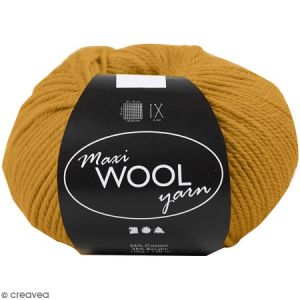 Creotime Pelote de laine XL Maxi Wool Yarn - 100 g Jaune Foncé