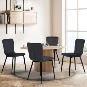 Idmarket Lot de 4 chaises MACHA en velours gris foncé pour salle à manger