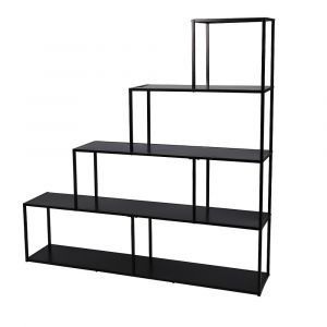 Bibliothèque escalier à 4 niveaux collection SOHO – Dimensions 160x30x160 cm, coloris noir