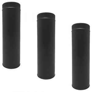 Monmobilierdesign Lot de 3 TDPI500 Conduit double paroi isolé polycombustible longueur 50 cm Noir Ø100