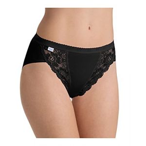 Sloggi Lot de 3 culottes Midi Chic + 1 gratuite*, ceinture dentelle, femme - Noir