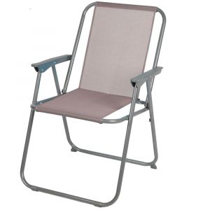 Sunnydays Fauteuil de jardin pliable en métal et textilène taupe 53x55x75cm