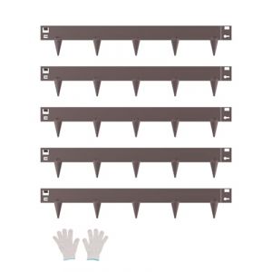Bordure de Jardin en Acier-VEVOR-Lot de 5-Bordures Paysagères en Métal-990 x 156 mm-Résistante à la Rouille-Marron