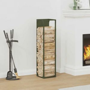 VidaXL Portant de bois chauffage vert olive 25x25x100 cm
