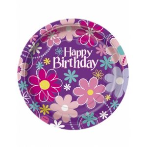 8 Assiettes en carton Happy Birthday 23 cm