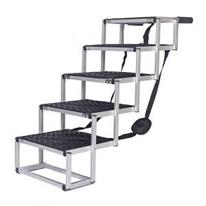 wiltec Escalier pliable pour animaux domestiques avec 5 Marches antidérapantes Aide Accessibilité 68kg Alum