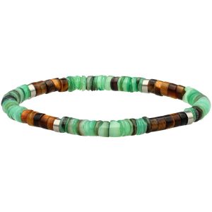 Bracelet Perles Heishi 4mm Turquoise Africaine Et Oeil De Tigre
