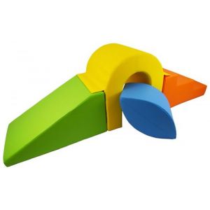 Set de blocs en mousse 4 éléments avec petit pont jaune, vert, bleu, orange