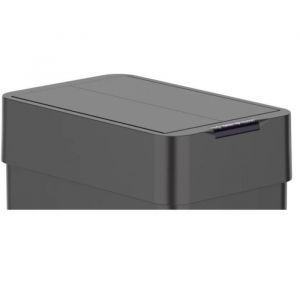 Kitchen Move Couvercle de Poubelle de cuisine automatique 60L SILVERLAKE BLACK en acier Inox avec cerclage Ouverture papillon