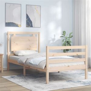 VidaXL Bedframe met hoofdbord massief hout 100x200 cm3194041