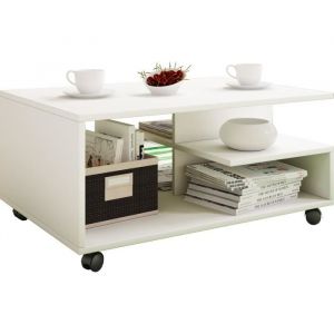 Vcm Stango Table basse avec 5 étagères, blanc.