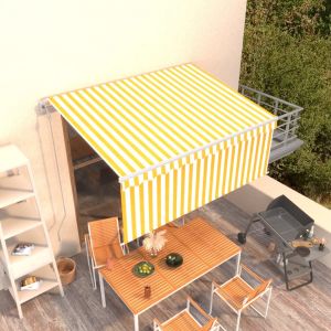 VidaXL Auvent r?tractable automatique avec store 3,5x2,5 m Jaune blanc