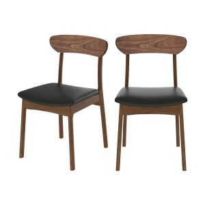 Image de Rendez Vous Déco Chaise Lana en cuir synthétique noir et bois foncé (lot de 2)