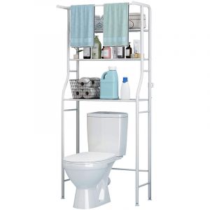 Freosen - Meuble wc ou machine à laver Étagère de salle de bains 3 étagères Avec Porte Serviettes 68x163x25cm(LxHxP) Blanc