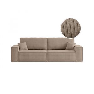 Loungitude Canapé droit 3 places convertible en velours côtelé - Taupe