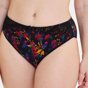 Sans Complexe Slip coton biologique - Noir Bouquets Fonc&eacute;s