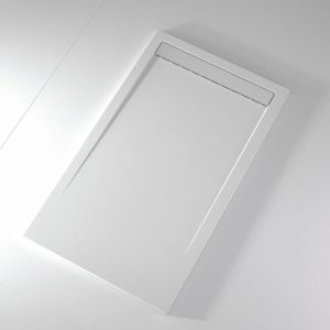 Stano Receveur de douche 80x150 cm extra plat smart en résine surface ardoisée blanc - Blanc