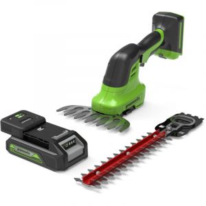 Greenworks 24V Cisaille sculpte-haies & taille-herbes - avec batterie et chargeur green