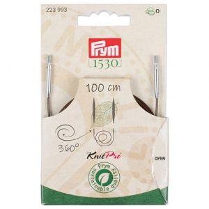 Prym 223993 - Corde en plastique naturel et accessoires - Pivotant à 360° - 100 cm - Corde interchangeable pour aiguilles à tricoter circulaires et crochets tunisiens - Marron