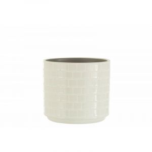 Image de Cac Pot en Céramique "Brillant" 17cm Blanc Prix