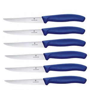 Victorinox Set de 6 Couteaux à Steak, Acier Inoxydable, Bleu, 30 x 5 x 5 cm - 6.7232.6