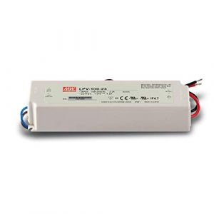 Mean well MeanWell LPV-100 – 24 - Bloc d'alimentation, avec puissance de 100,8 W DC 24 V et indice de protection IP67 - Transformateur pour LED
