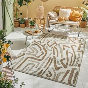 Nazar Tapis extérieur réversible motif artistique - Beige - 180x280 cm