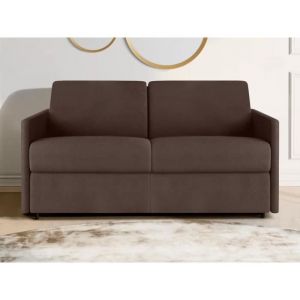 Image de Canap&eacute; 2 places convertible express en tissu marron - Couchage 120 cm - Matelas 18 cm CALIFE