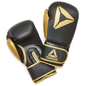 Reebok Boxing Gloves Gants de Boxe Mixte, Doré/ Noir, 189 ml (16 Oz)