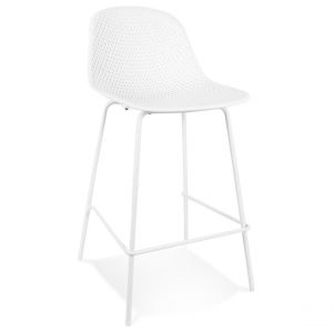 Tabouret snack mi-hauteur perforé 'LOKI MINI' blanc