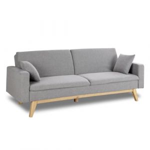 Don Descanso - Canapé Convertible 3 Places Reine Gris Clair, Système d'ouverture Livre ou clic-clac, Dimension canapé : 201x73x79 cm, Dimension lit : 201x99x42 cm [Comprend 2 Coussins]