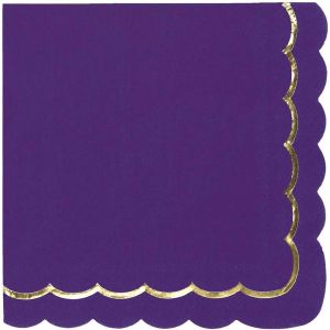 Ruedelafete Sachet de 16 Serviettes, Violet et or
