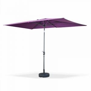 Alice's Garden Parasol droit Touquet rectangulaire 2x3m Prune, mât central aluminium orientable et manivelle d'ouverture