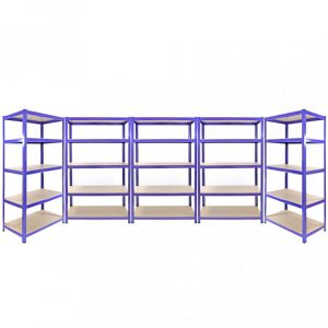 Monster shop Monster Racking Monster Racking - 3 Rayonnages Q-Rax Bleus 120cm x 50cm x 182cm & 2 Rayonnages Q-Rax Bleus 90cm x 50cm x 182cm en Acier
