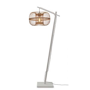 Good & Mojo Lampadaire bambou HOKKAIDO abat-jour bambou noir base noire Ø38 x 25 cm, h. 150cm Marron - Couleur Marron - Taille 10-12 ans