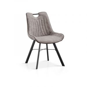 Meublorama - Chaise 'Paola' pu Micro fibre Gris clair, dimensions: H87 x L54 x P63 cm - Gris clair