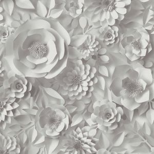 A.S. Creation Papier peint intissé - Tapisserie papier peint florale 3D en gris et blanc - Papier peint pour différentes pièces - Papier peint adhésif en 10,05 m x 0,53 m