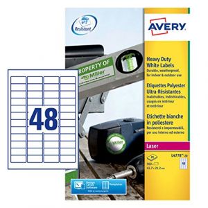 Avery-Zweckform L4778-20 - 960 Étiquettes ultra-résistantes laser - 45,7 x 21,2 mm - Blanc