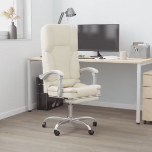 VidaXL Fauteuil de massage inclinable de bureau Crème Similicuir - Crème