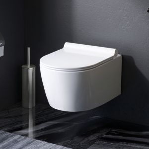 Am.pm - wc suspendu FlashClean sans rebord avec couvercle de siège Softclosing, Blanc CXB1700SC X-Joy s