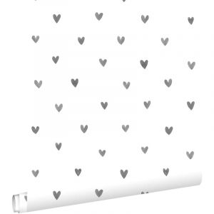 Estahome - papier peint coeurs noir et blanc