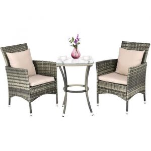 Ensemble de salon de jardin 1 table 2 chaises 4 coussins