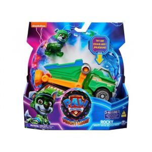 Coffret la super pat patrouille film rocky + camion poubelle luxe son et lumière - set figurine et véhicule + 1 carte tigre