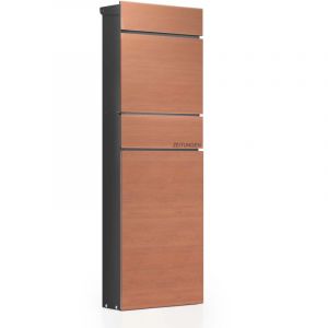wiltec Boîte aux lettres et colis avec porte journaux Verrouillable 39,5 x 14,1 x 115 cm Couleur anthracite et Couleur de bois Usage domestique