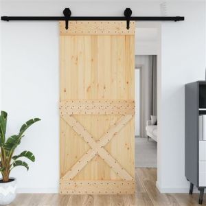 VidaXL Porte, Porte Coulissante, Porte Suspendue d'Entrée Grange Cuisine Garage Chambre à Coucher Maison Intérieur, Bois Massif de Pin