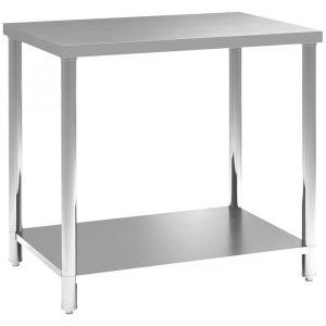 Homcom Table de travail acier inox - table de cuisine professionnelle avec étagère 90 x 60 x 86 cm