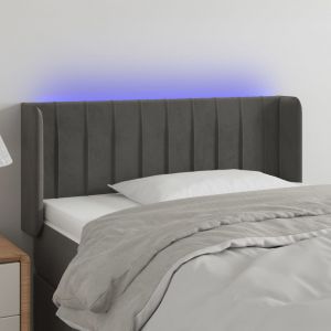VidaXL T&ecirc;te de lit &agrave; LED Gris fonc&eacute; 83x16x78/88 cm Velours - Gris fonc&eacute;