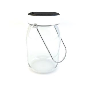 POT DE LAIT Bocal solaire / Lanterne d'extérieur LED solaire Verre H17cm Blanc