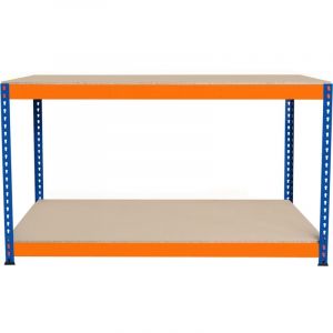 Monster Racking - tabli Ajustable à 2 Niveaux S-Rax, Plan de Travail en Bois Aggloméré Robuste, Capacité 300kg, Bricolage Atelier Garage, Assemblage